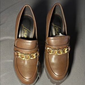 London rag Brown Loafers with Gold Chain Accent